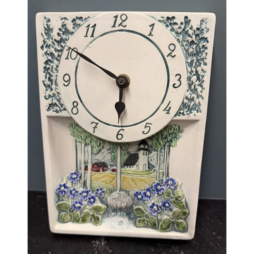 Jie Gantofta Sweden Ceramic Wall Clock 652 IV Swedish Church Floral 9